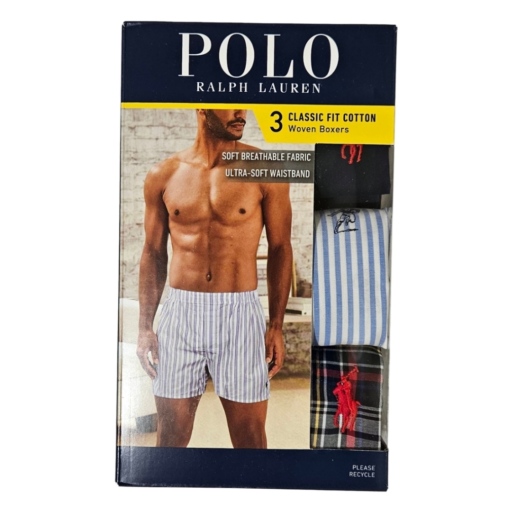 Polo Ralph Lauren Woven Boxers Men XL 3 Pairs of Underwear Classic Fit Cotton